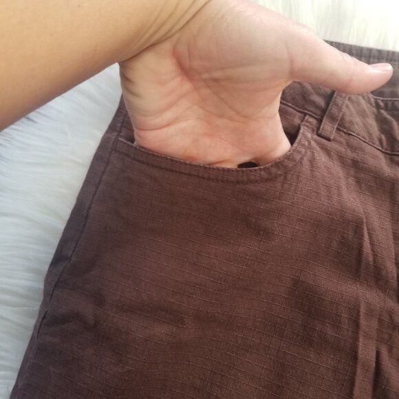 Women's Capri Brown Cropped Summer Pants Wide Leg Zipper Front Pockets Classic - Picture 3 of 11